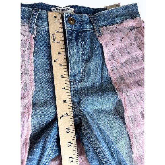 We The Free Pirouette Jean Skirt Combo Tulle Overlay Caviar Bar Blue & Pink 27 - Picture 13 of 14
